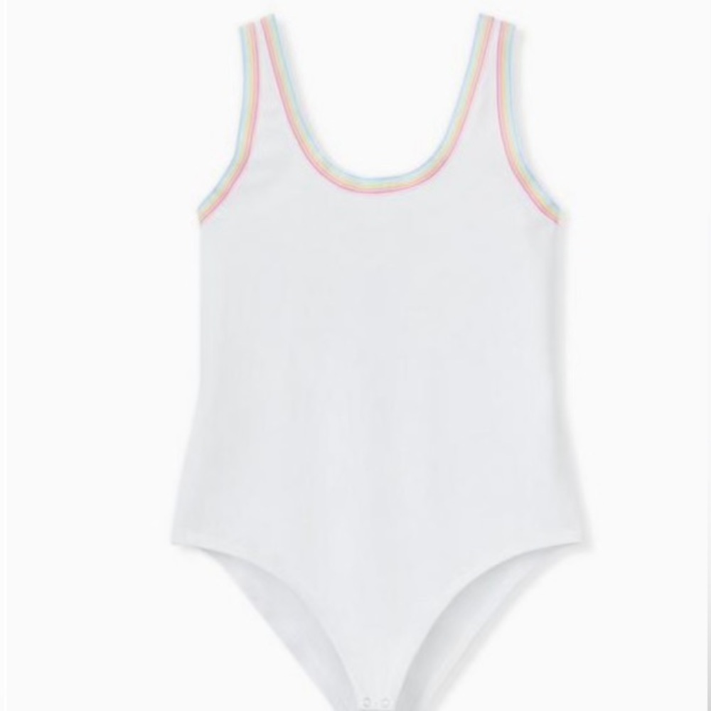torrid White Foxy Scoop Neck Ribbed Ringer Bodysuit 5X NWT